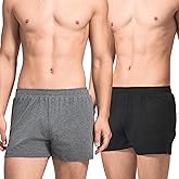 HEAVYWOOD Mens Pajamas Shorts 3 Inch Cotton Lightweight Lounge Active Workout Shorts Sleep Bottoms with Slightly Elastic