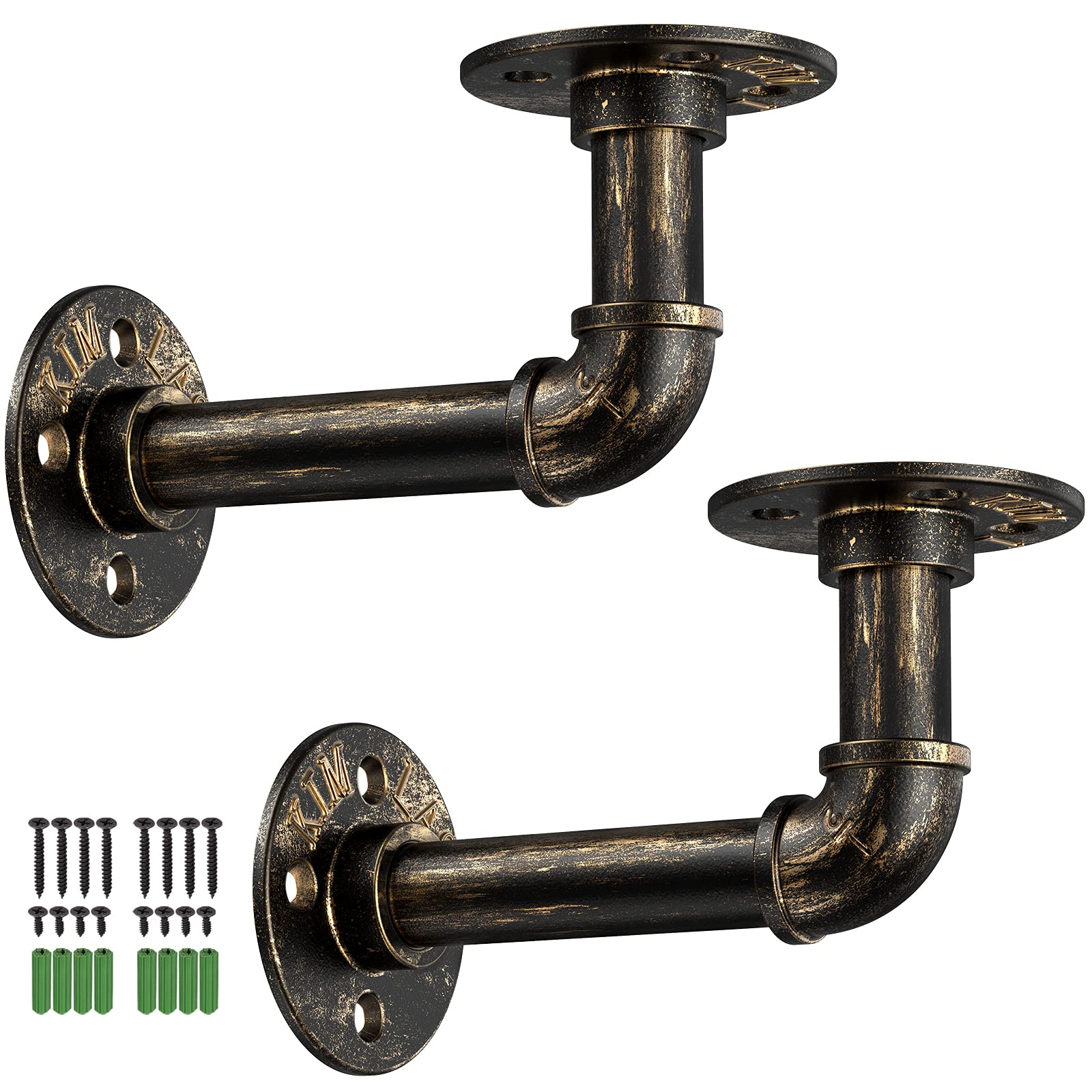 Tanice Pipe Shelf Brackets 2 Pack Industrial Shelf Vintage Wall Mounted Floating Shelves with Screws DIY Decoration for Home Bookshelf CDs Photo Frame — image 1