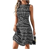 Verdusa Women's Casual Dresses 2025 Sleeveless Striped Mini Dress High Waisted A Line Dresses Striped Black Medium