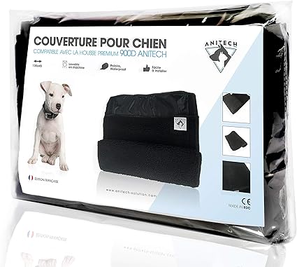 Anitech Couverture Pour Chien Et Chiot Polaire Douce Et Chaude Imperméable Lavable En Machine 135x45 Noir