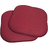 Sweet Home Collection Memory Foam Honeycomb Nonslip Back Chair/Seat Cushion Pad (2 Pack), 16 x16, WineOEKO-TEX STANDARD 100