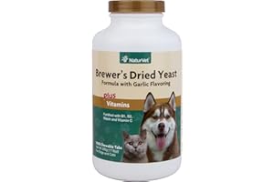 NaturVet Brewers Dried Yeast Formula with Garlic Flavoring Plus Vitamins for Dogs and Cats, Chewable Tablets, Made in The USA with Globally Source Ingredients 1000 Count
