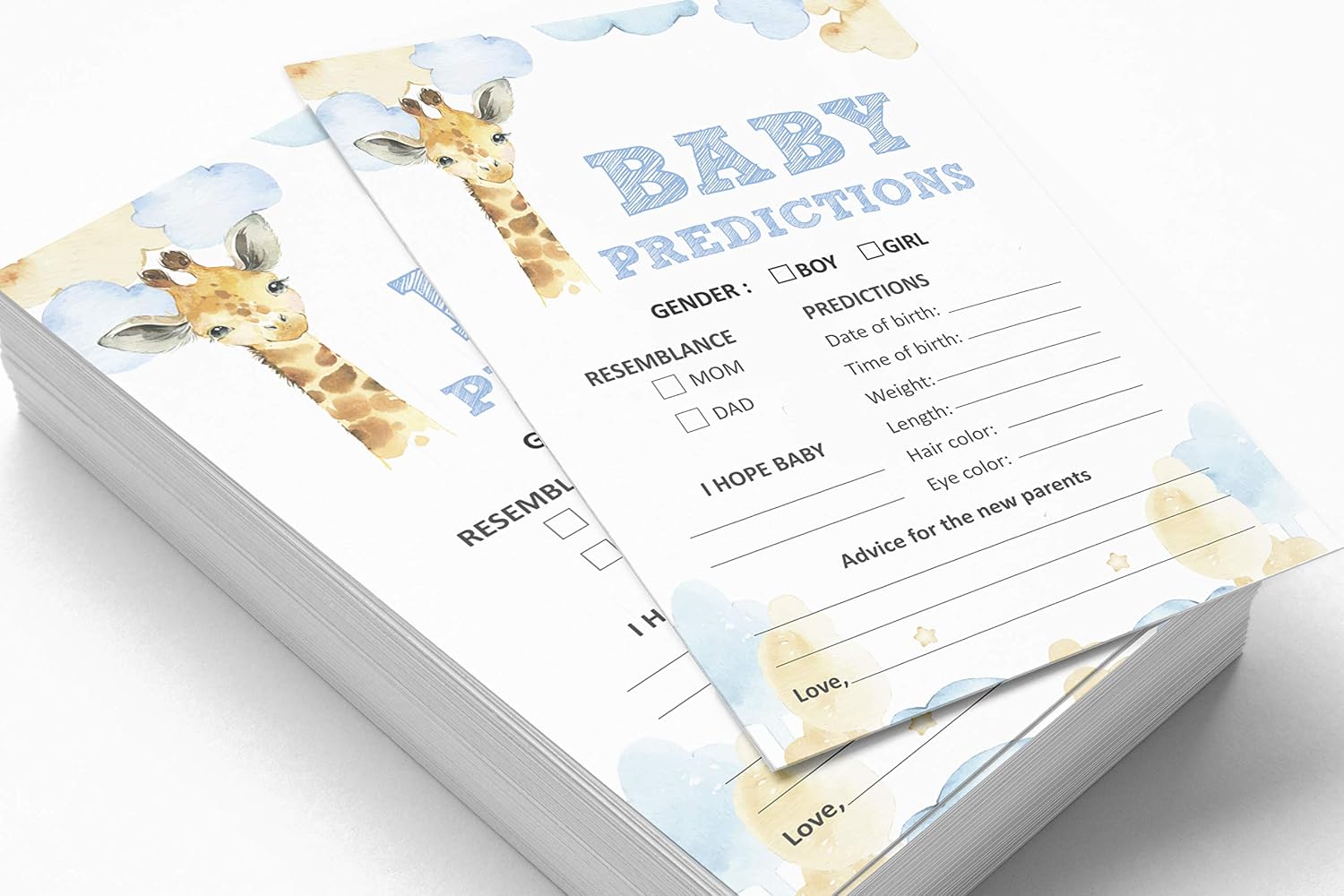 Inkdotpot 50 Prediction Cards For Baby Shower Game Giraffe Jungle Animals Party Supplies Fun Baby Shower Game Favors - Image 5