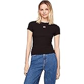 Tommy Jeans Womens Graphic Tee with Embroidered Flag Detail