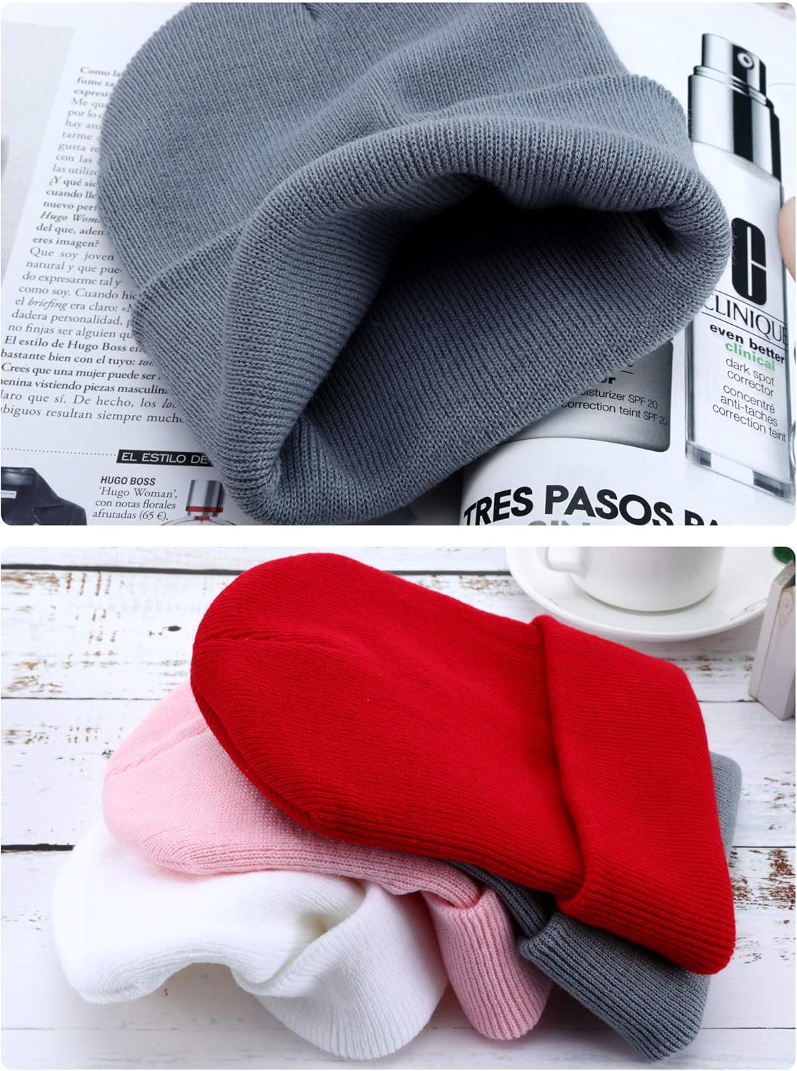 Zhanmai 12 Pieces Knit Hat Beanie Hats Warm Cozy Knitted Cuffed Skull Cap for Adults Kids (Multicolor) at  Women’s Clothing store
