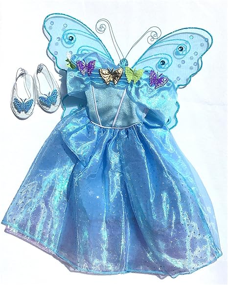 Amazon ロングドレス 蝶 妖精 プリンセス 取り外し式の羽根と透明靴付き American Girl人形など18インチの人形用 限定版 18インチドール用 服 靴 アクセサリー ドレス アクセサリー おもちゃ