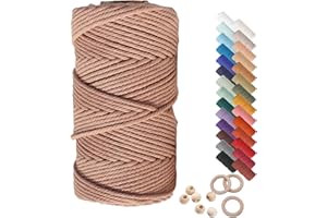 ARTKKAKU Macrame Cord 3mm 109 Yards Terra Cotta, Colored Natural Cotton Macrame Cords 4 Strands Twisted for Macrame Wall Hanging, DIY Craft Knitting, Plant Hangers,Christmas and Wedding Decor