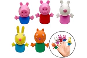 GINSEY Peppa Pig Finger Puppets, 5 Pc. - Party Favors, Educational, Schools, Bath Toys, Story Time, Easter Basket, Playtime