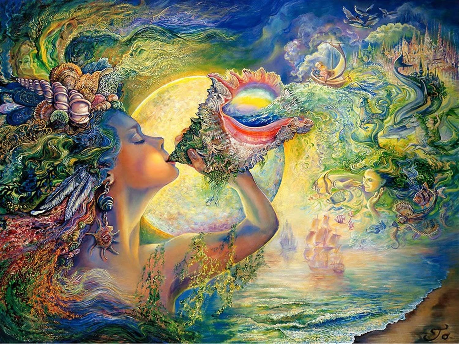 Conch and Girl Puzzle 1000 Piece Jigsaw Puzzles for Adults Kids Large Puzzle Game Toys Gift
