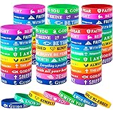 IDREAMBAND Bible Verse Bracelets 60 Pcs Silicone Bulk Jesus Cute Christian Colored Wristbands Comfortable and Lightweight Perfect Religious Gifts for Men, Women