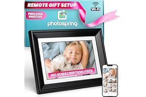 PhotoSpring No Subscription, 10in WiFi Digital Picture Frame, Email App Web, USA Company, 32gb Touch Screen, Play Videos up to 5min