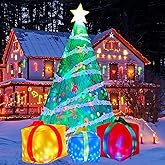 COMIN 7 FT Christmas Inflatables Tree Outdoor Decorations Blow Up Yard Present Box with Built-in LEDs for Indoor Party Garden Lawn Decor