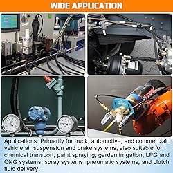 1/4" OD x 50FT DOT Air Line Tubing Kit Black SAE
