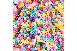 Pony Beads, 1000 pcs Plastic Bracelet Beads, Multi-Colored Pony Beads Bulk for Craft, Hair Braiding, Bracelets Making, Neckla