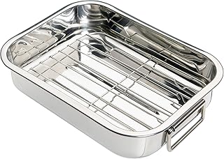 Kitchen Craft Bräter mit Rost aus Edelstahl, 20.10 x 27.3 x 5.4 cm