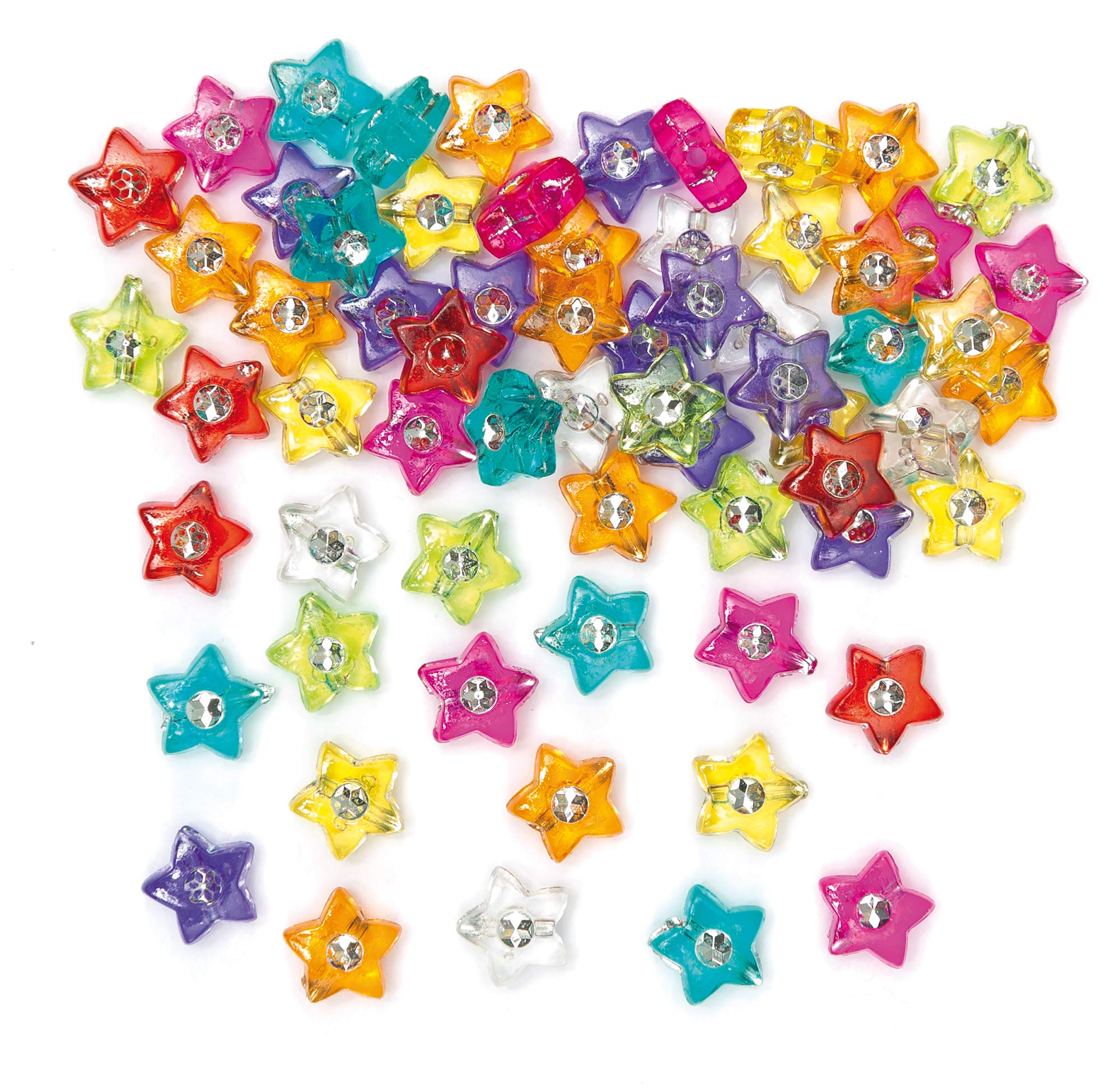 Baker Ross EF565 Diamante Star Children's Jewellery Making Kit, Bead Crafts and Collage (Pack of 300), Assorted