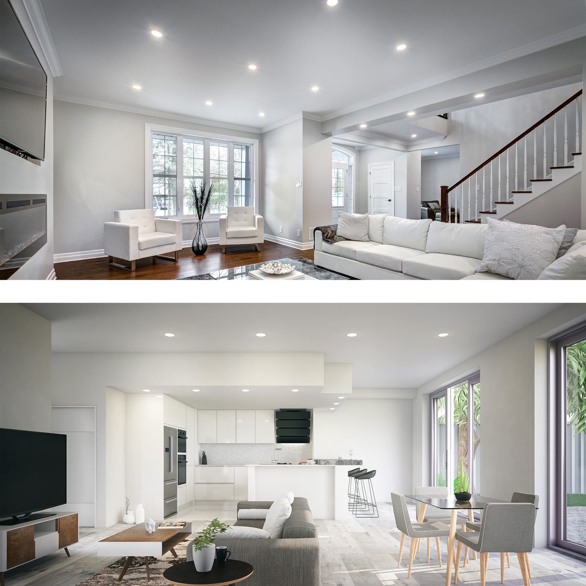 B.K.Licht - 6er Set LED Einbaustrahler 230V schwenkbar, flach, warmweiß, LED Spot, Deckenspots, Spots, Einbauleuchten, Einbauspots, Deckenstrahler, 68mm Lochmass, 90x24 mm, Matt-Nickel 4