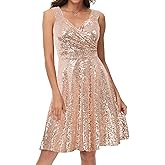 GRACE KARIN Women's Sleeveless Wrap V-Neck A-line Bridesmaid Cocktail Party Dress