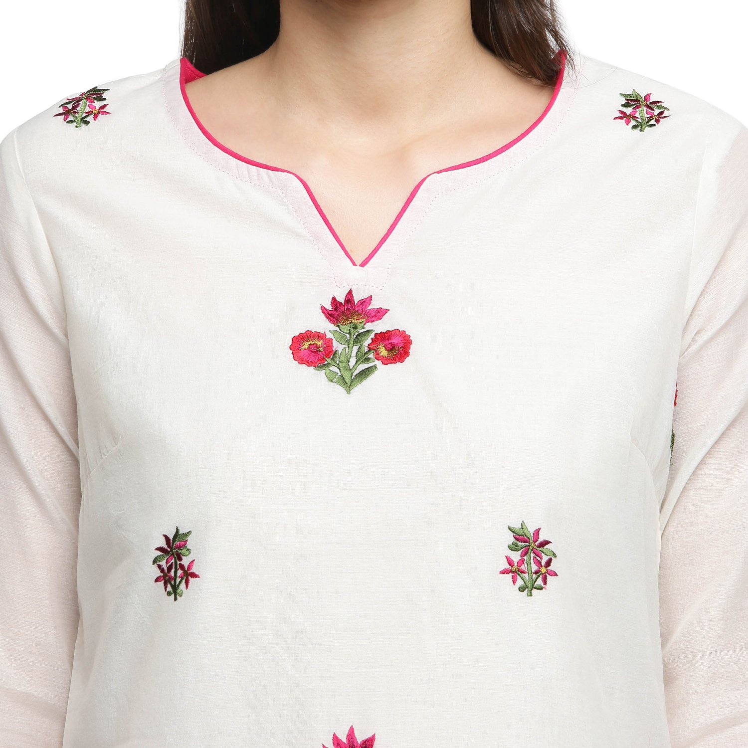 trishaa by pantaloons women's chanderi straight pant kurta set