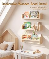 Mazjoaru 40cm Nursery Shelves Set of 3 Pine Wood Wall Shelves view 3
