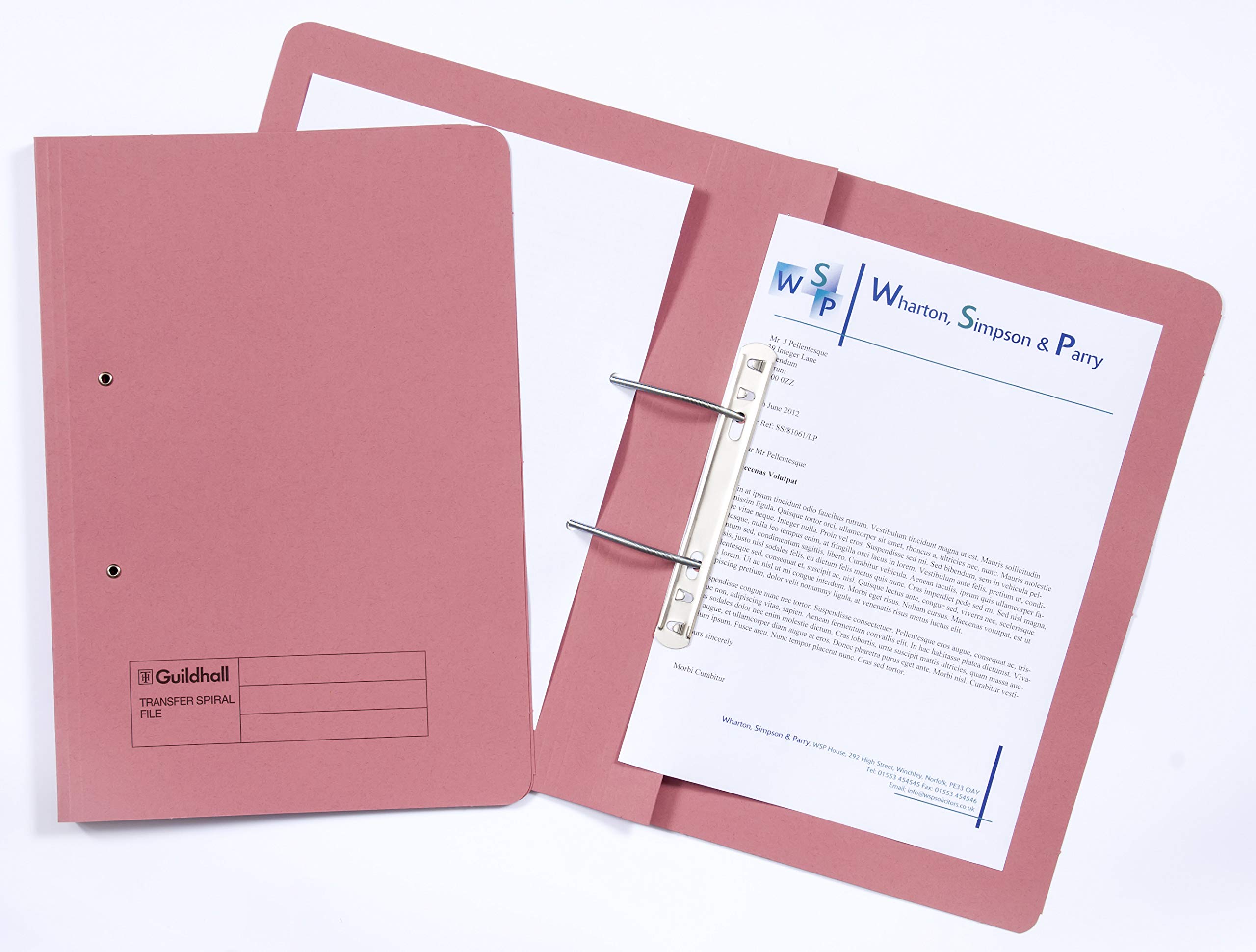 Exacompta - Ref 211/7006Z - Guildhall - Spiral File, 355 x 250mm, 420gsm Durable Heavyweight Sprint Manilla, Suitable for Foolscap Documents - Pink, Pack of 25
