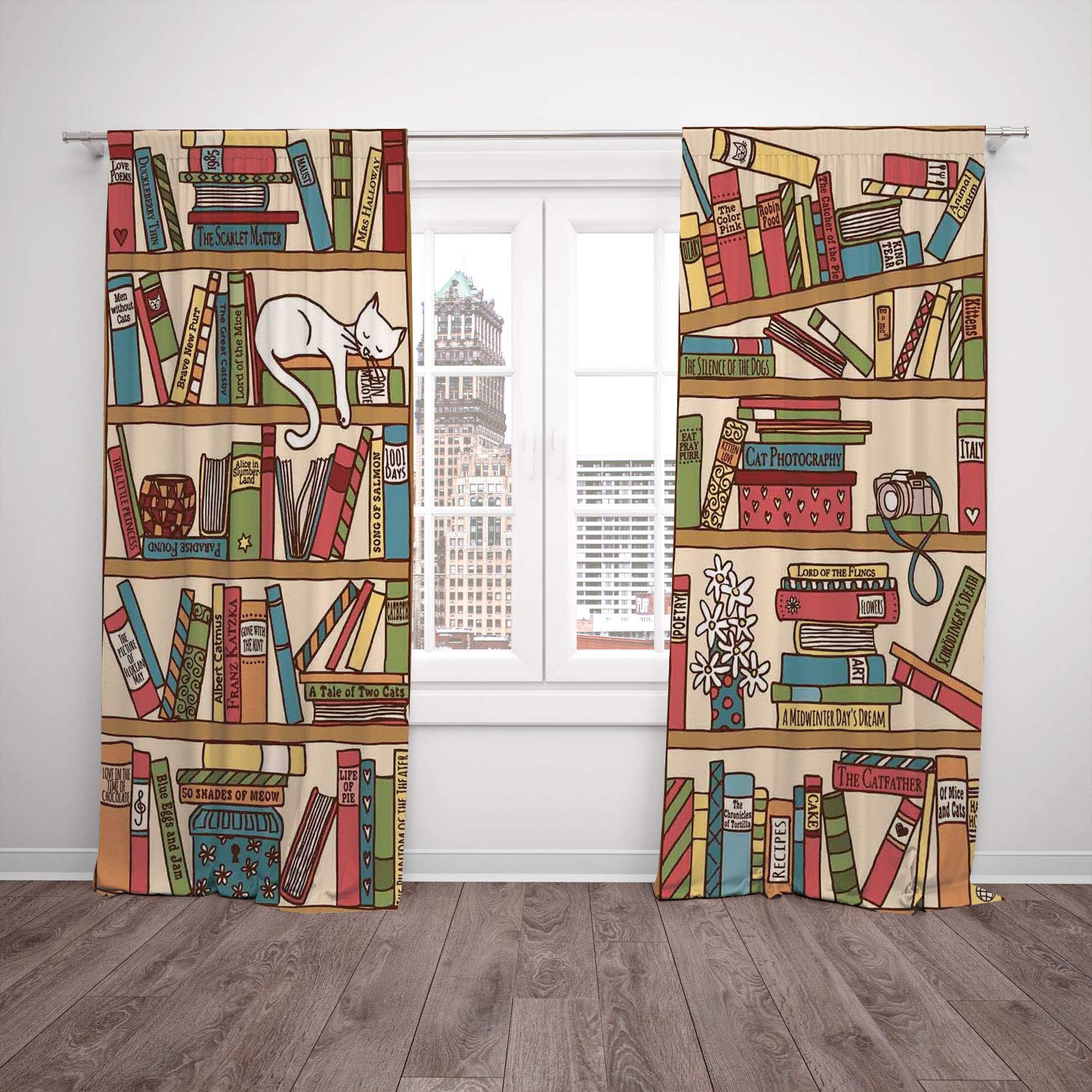 Thermal Insulated Blackout Window Curtain Cat Lover Decor Nerd