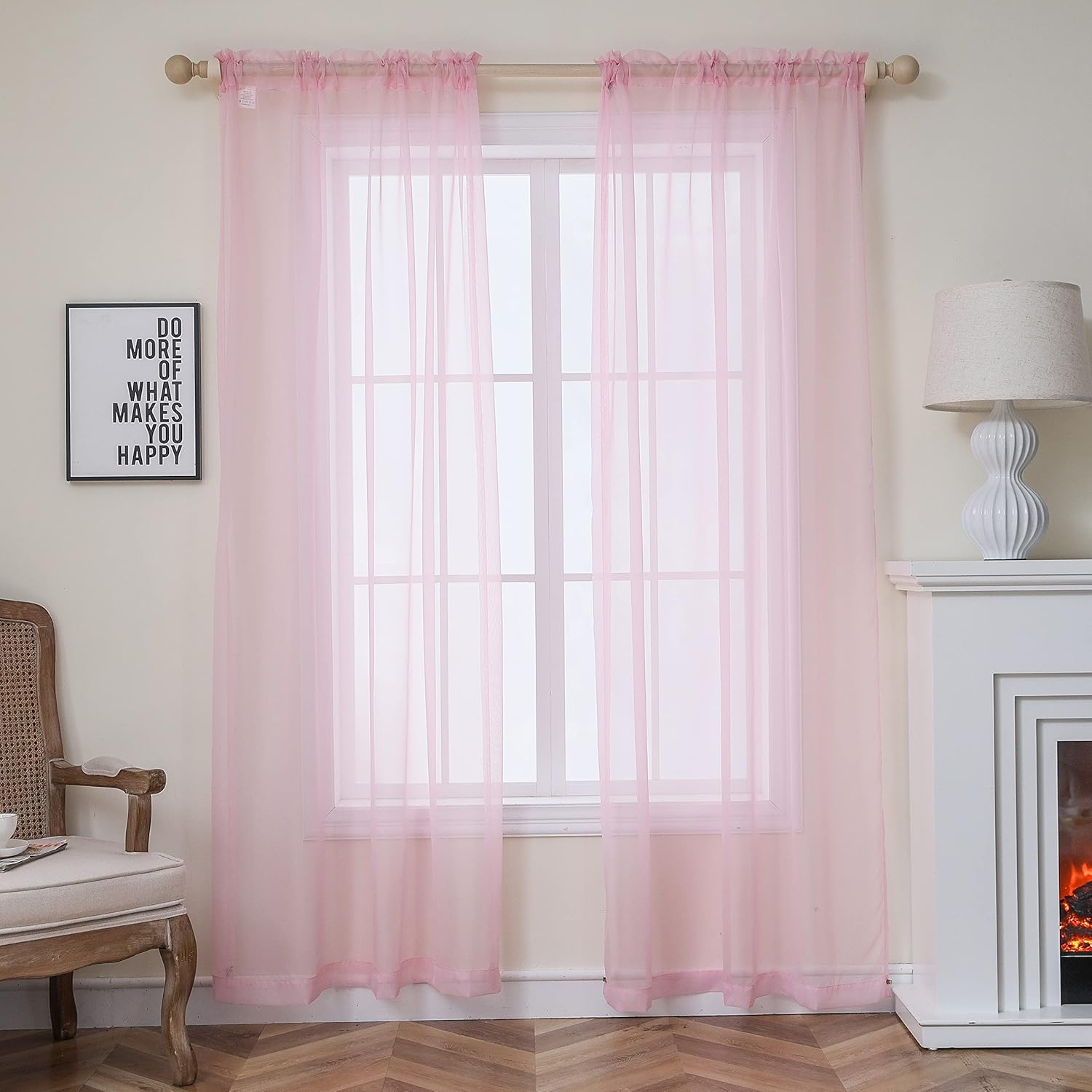 Window Treatments - NAKITHA Light Pink Sheer Curtains 84 Inches Long 2 Panels Set for Girls Bedroom Nursery, Rod Pocket Light Filtering Window Drapes Decor Treatments(W52 x L84)