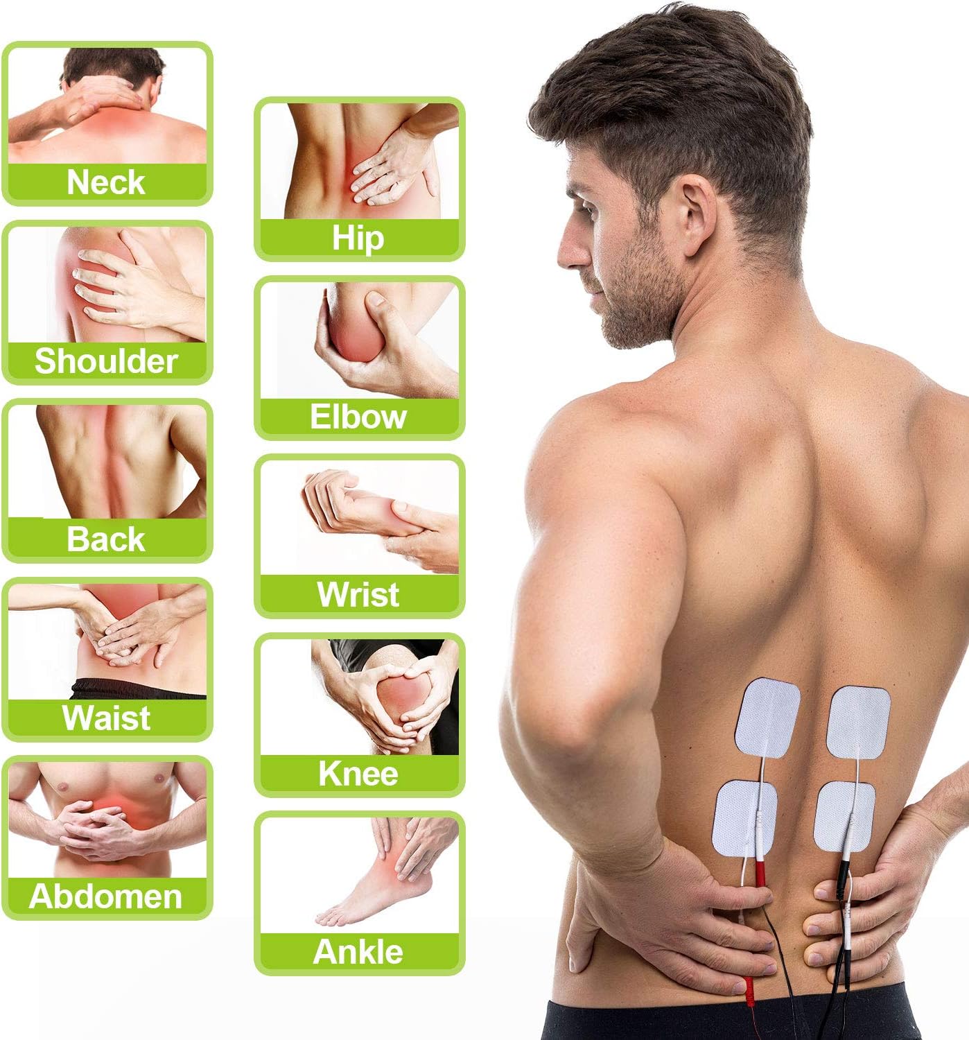 AUVON Rechargeable TENS Unit (Family Pack), 3rd Gen 16 Modes TENS Machine Muscle Stimulator with 16pcs TENS Unit Electrode: Health & Personal Care