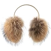 HEIZZI Real Fur Ear Muffs for Winter for Women, Fluffy Fox Fur Earmuffs with Adjustable Headband, Winter Ear Warmer for Girl