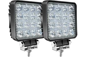 LED Work Lights for Truck Tractor, 4 Inch LED Pods Lights 48W Square 12V 24V Spot Beam Off-Road Driving Light Fog Light Bar f