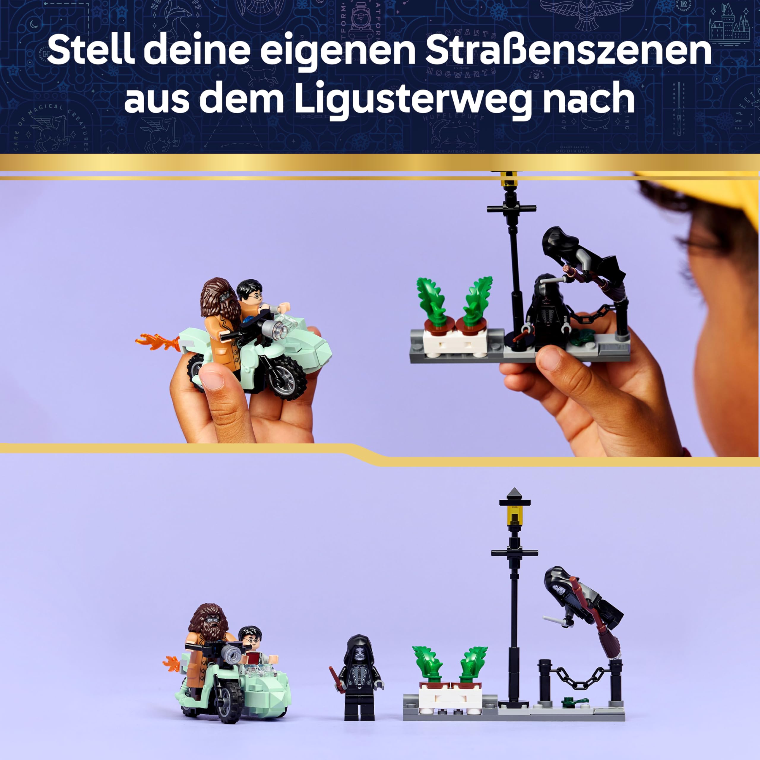LEGO Harry Potter Hagrids und Harrys Flucht aus dem Ligusterweg - Motorrad Spielzeug mit 4 Minifiguren - 2 Todesser, eine Straßenszene - Geschenk für Mädchen, Jungen und Fans ab 8 Jahren - 76459 4