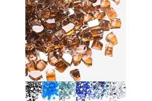 Calofulston Copper Fire Pit Glass Rocks 20lbs, 1/2 Inch for Propane Gas Fireplace and Table, Reflective Firepit Rock