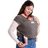 Sleepy Wrap Baby Carrier Wrap for Infants 7-35lbs, Lightweight, Dark Gray | Soft &amp; Stretchy Baby Wrap Carrier for Newborns to Toddler, Hip-Healthy, Hands-Free Baby Wearing Wrap for Postpartum Support