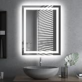 Amorho LED Bathroom Mirror, 28"X36" with Front Light and Backlit | Stepless Dimmable, Anti-Fog, Shatter-Proof, HD Reflection,