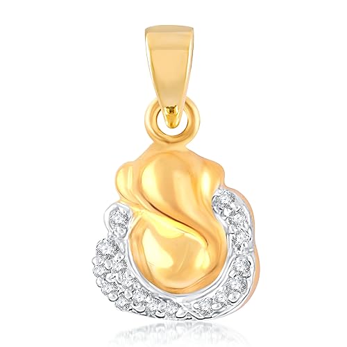 VK Jewels VARAD VINAYAK Gold and Rhodium Plated Alloy God Pendant for Men & Women made with Cubic Zirconia - PS1023G [VKP1023G]