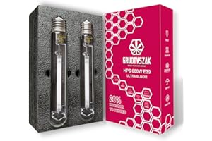 GRUOTVSZAK HPS 600 Watt Grow Light Bulb E39 Up to 40% More Red 1150μmol Ultra PPF Increases Red Concentrated Spectrum 90000 Lumens High Pressure Sodium 2-Pack
