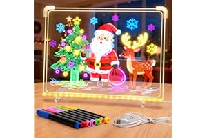 Planche à dessin LED 33 x 25,4 cm avec 7 stylos de couleur, adaptateur et support, 4 modes en acrylique transparent effaçable