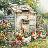 MAXBYE Chicken Coop Diamond Painting Kit – 5D Round Full Drill, 12x12 Inch, DIY Art For Adults