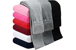 Kiiavoro Girls Fleece Lined Leggings Cotton Kids Winter Warm Leggings Thick Thermal Tights Pants