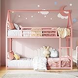 LIKIMIO Bunk Bed Twin Over Twin, House Bunk Bed
