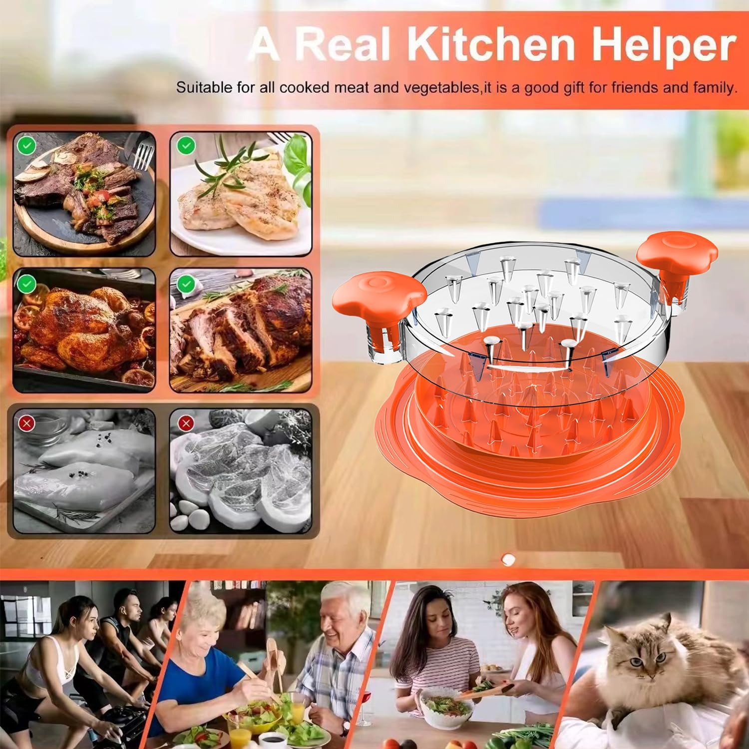 Large Chicken Shredder Tool Twist with Visible Grinder, 10'' Pro Meat Shredder for Pork, Beef & Vegetables – Anti-Slip Base, Ergonomic Handle, BPA Free, Easy Clean + FREE Meat Shredder Claw for BBQ