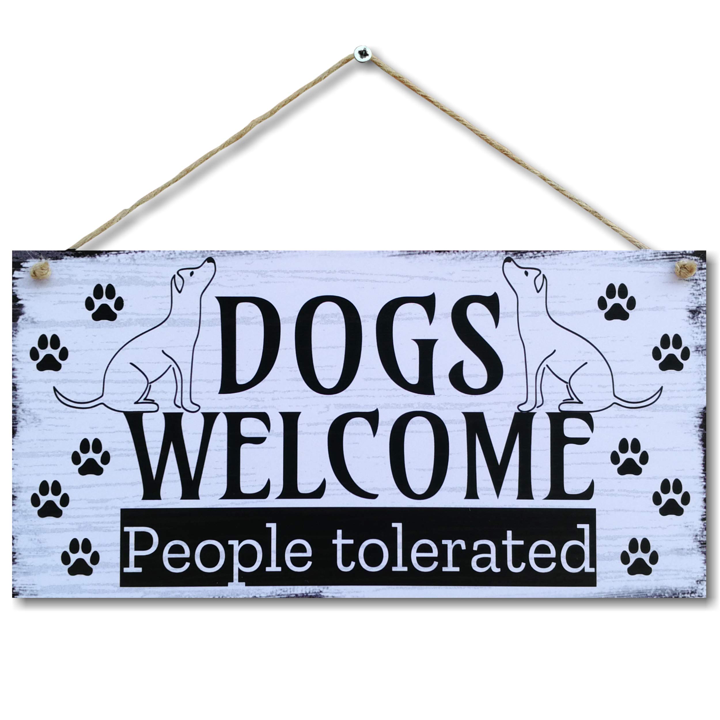 CARISPIBET Dogs Welcome | Home signs welcome signs decoration funny sign pet love house pets 6" x 12"
