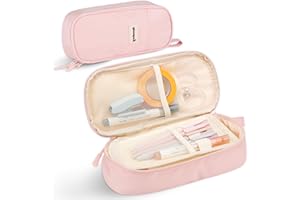 Zzrywuty Large Pencil Case, Big Capacity Pencil Pouch Office College School Stationery Pen Bag for Teen Girl Boy Men Women, Pink