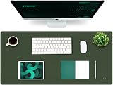 K KNODEL Large Office Leather Desk Mat 90x43cm Dark Green PVC Keyboard Pad view 2