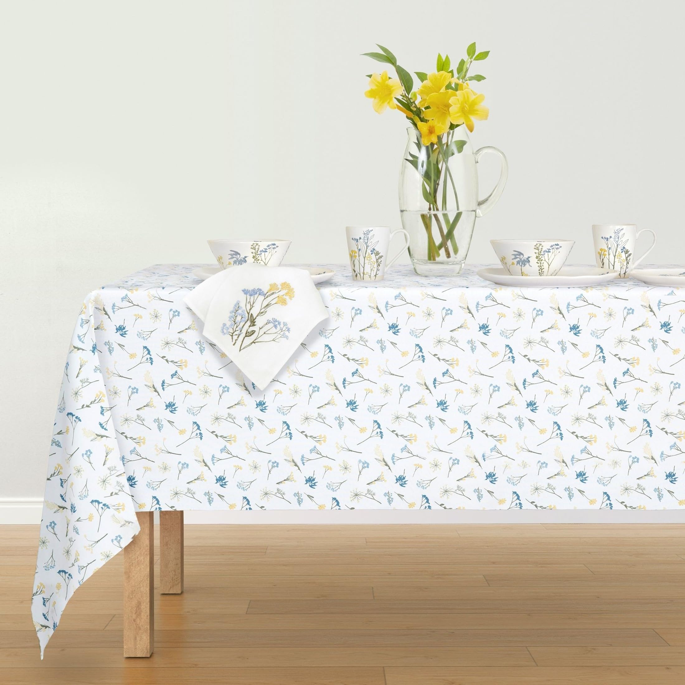 Lenox Wildflowers All-Over Tablecloth, Blue, 60″ W x 84″ L