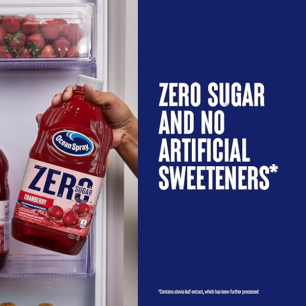 OCEAN SPRAY® ZERO SUGAR CRANBERRY JUICE DRINK, CRANBERRY JUICE DRINK SWEETENED WITH STEVIA, 64 FL OZ BOTTLE