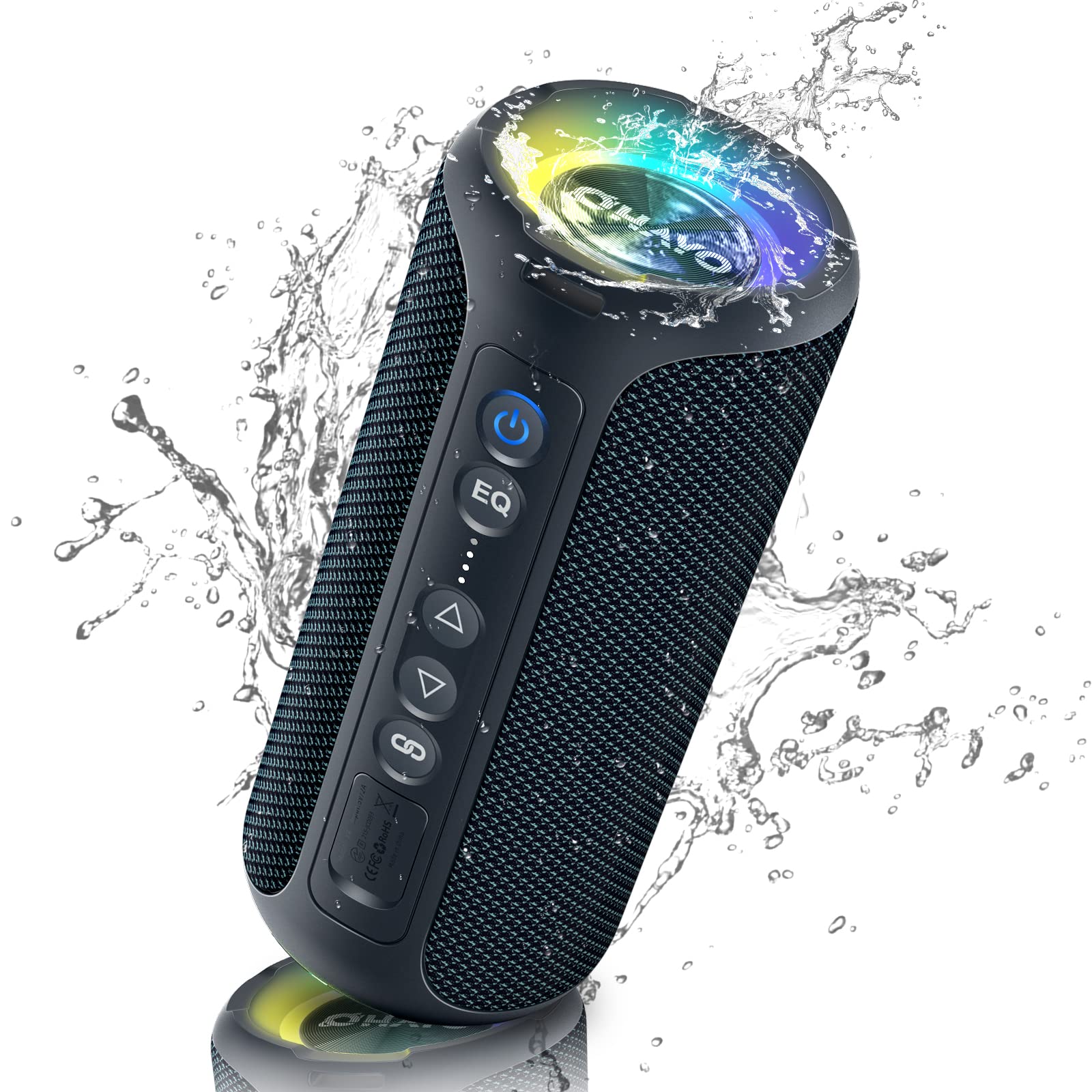 OHAYO 40W Portable Bluetooth Speaker, 30H Play, IPX7 Waterproof Outdoor Speakers with LED Light, Enhanced Bass, Surround Loud Sound, Voice Assistant, Wireless Speaker for Beach, Pool, Shower, Travel