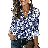 HOTOUCH Button Down Shirts for Women Long Sleeve Blouse Dressy Casual Business Work Tops with Pocket