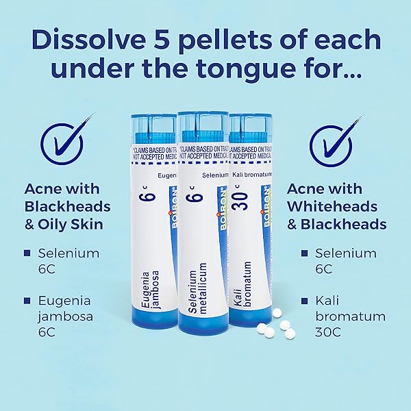 BOIRON ACNE RELIEF KIT FOR BLACKHEADS, OILY SKINS, WHITEHEADS ON THE FACE AND BODY – 3 COUNT (240 PELLETS)
