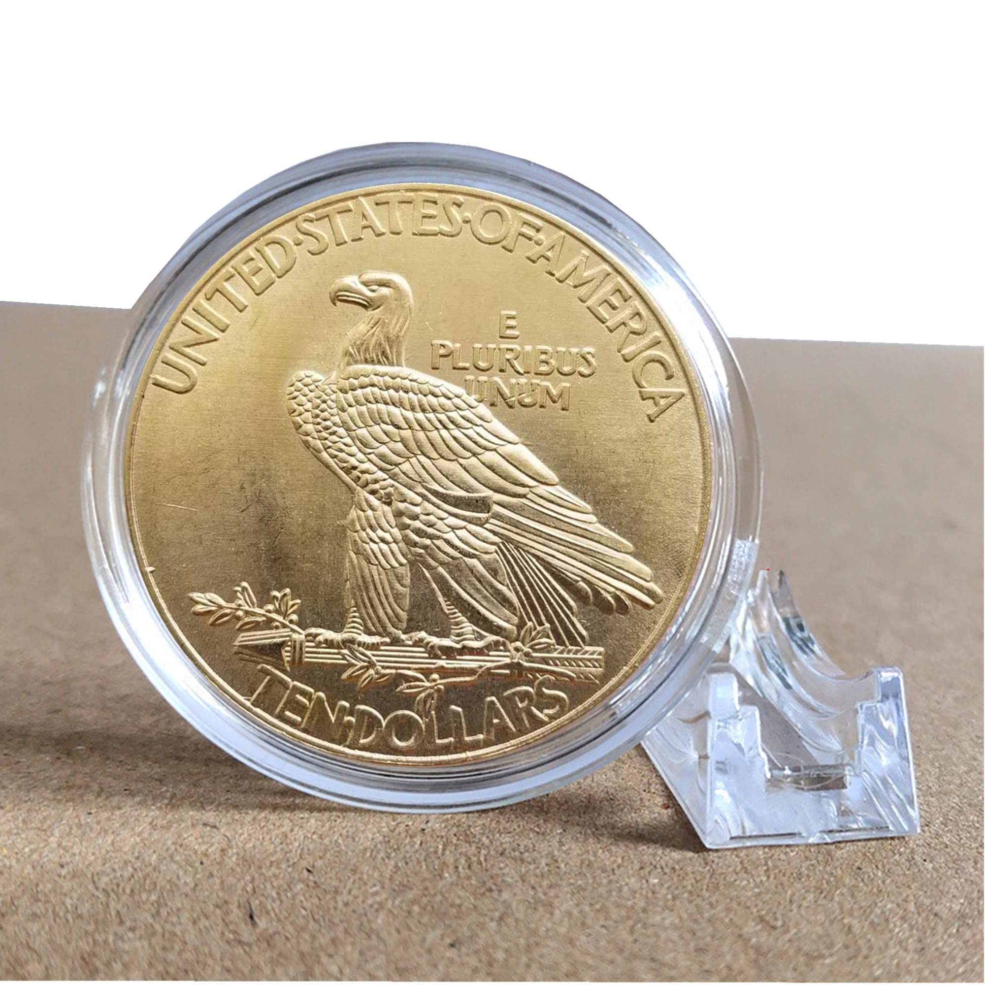 thumbnail image 2 of Antique Indian Head Ten Dollar Coin Style – Brass Morgan Dollar Type Collectible 2 of 6